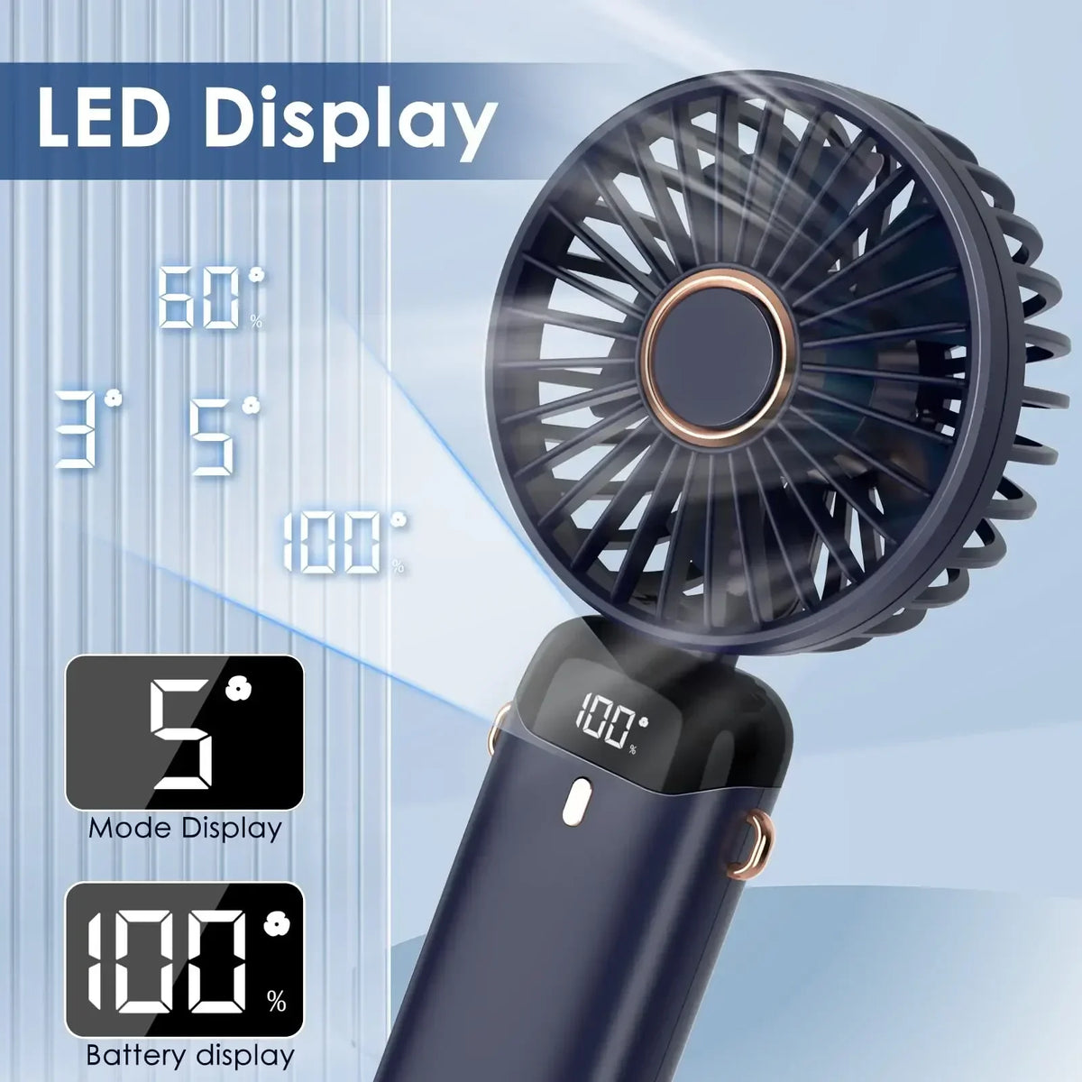 5000mAh Handheld Mini Fan Wireless Portable Digital