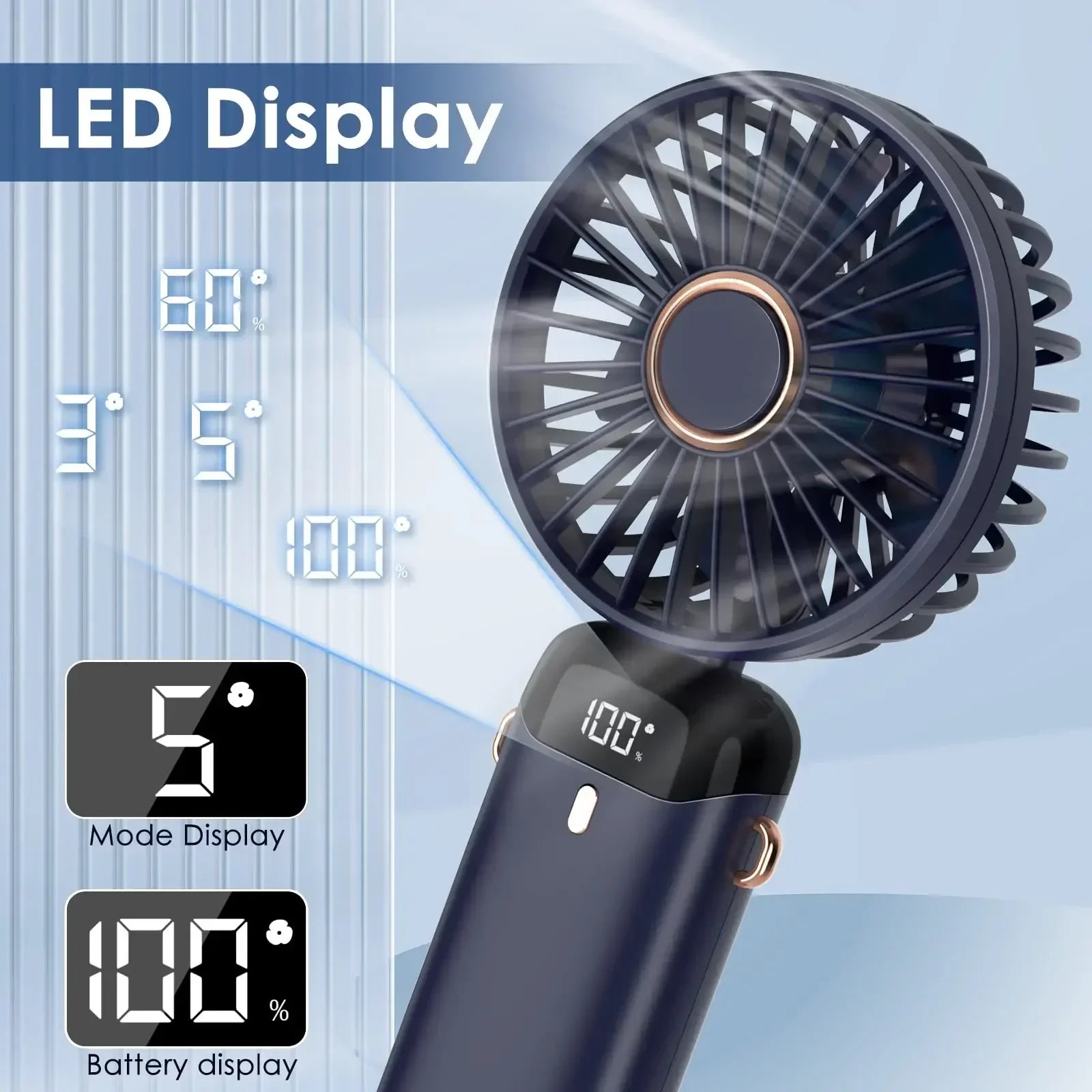 5000mAh Handheld Mini Fan Wireless Portable Digital