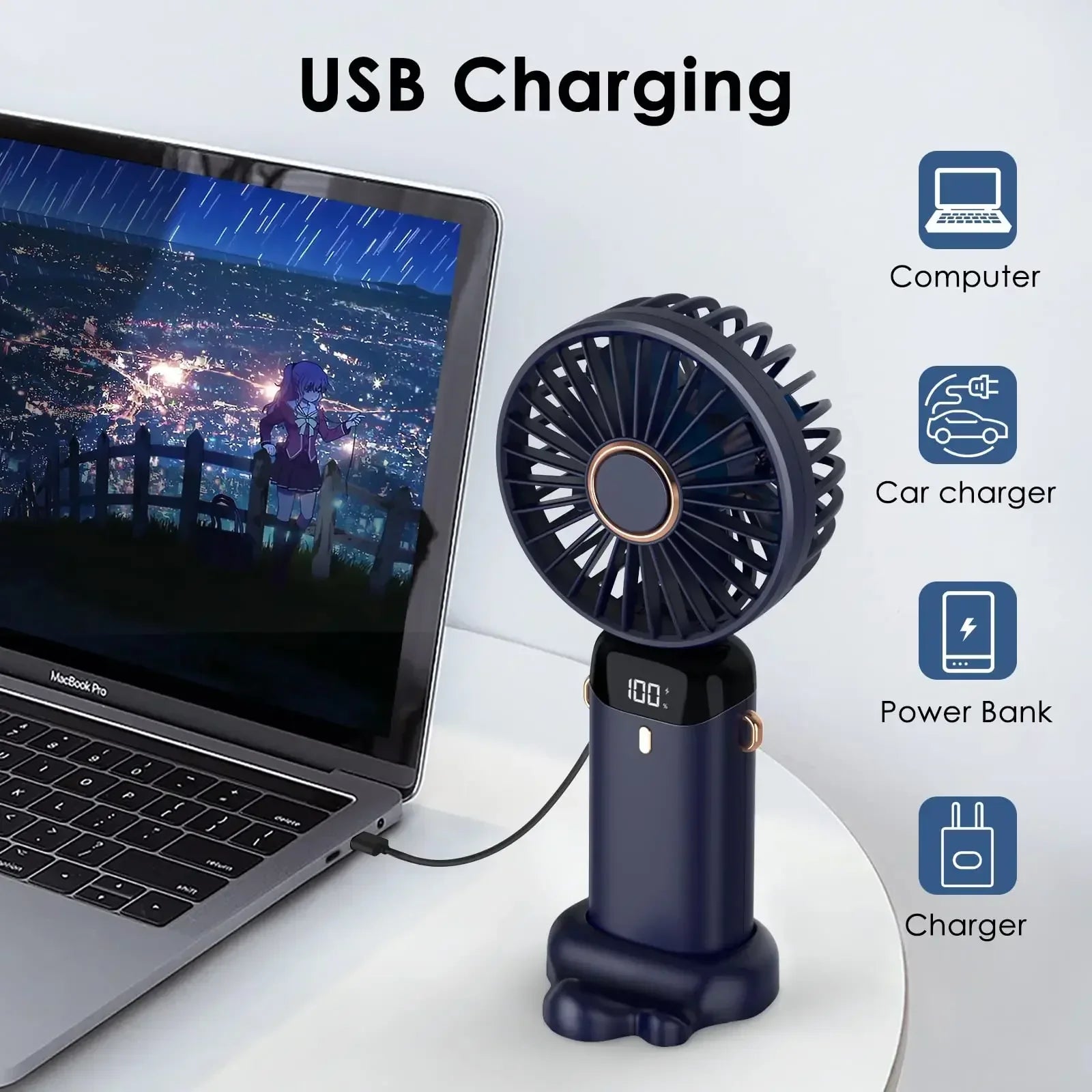 5000mAh Handheld Mini Fan Wireless Portable Digital