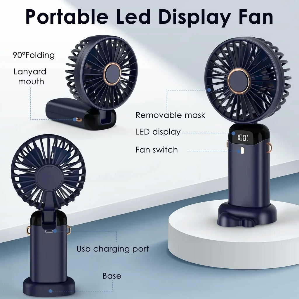 5000mAh Handheld Mini Fan Wireless Portable Digital