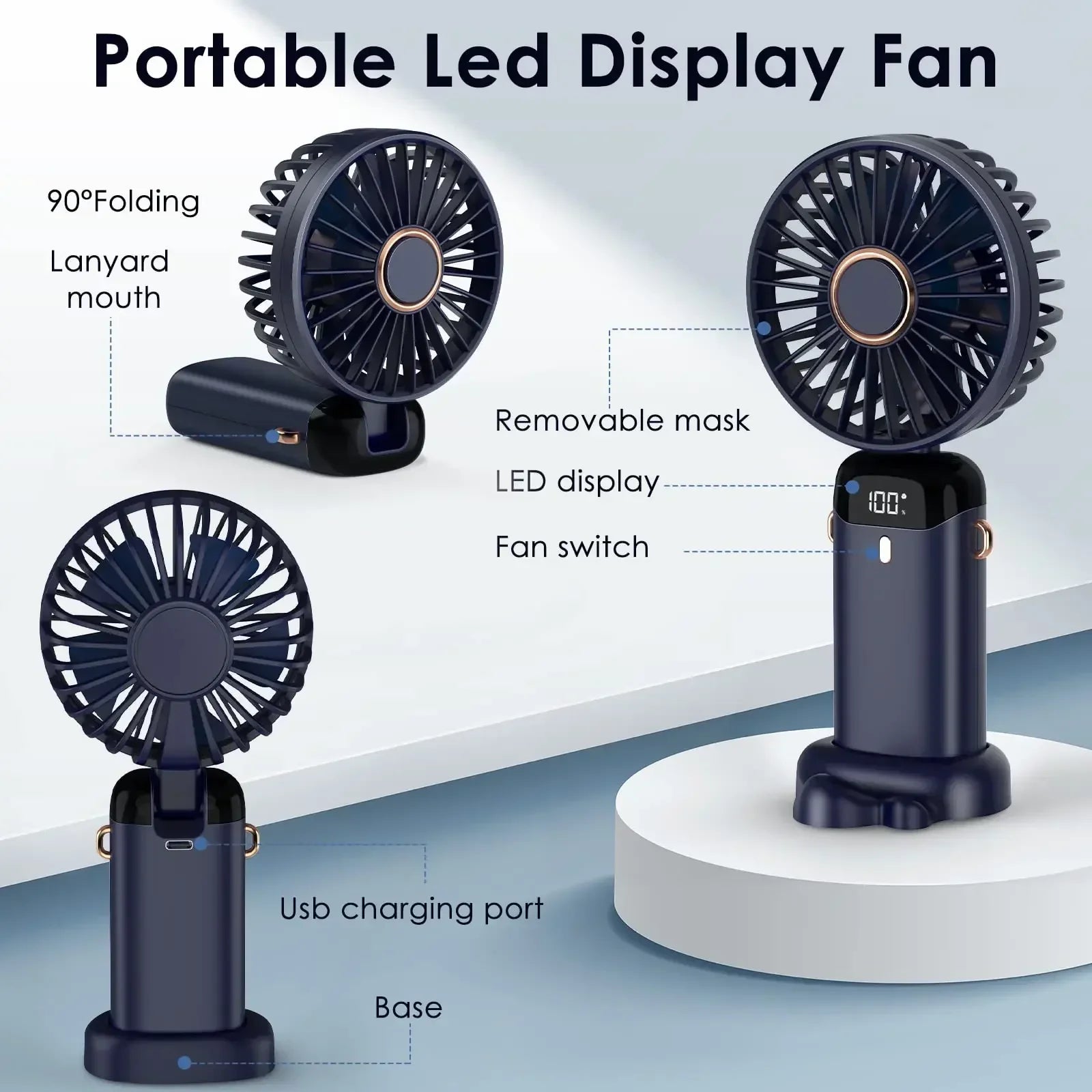 5000mAh Handheld Mini Fan Wireless Portable Digital
