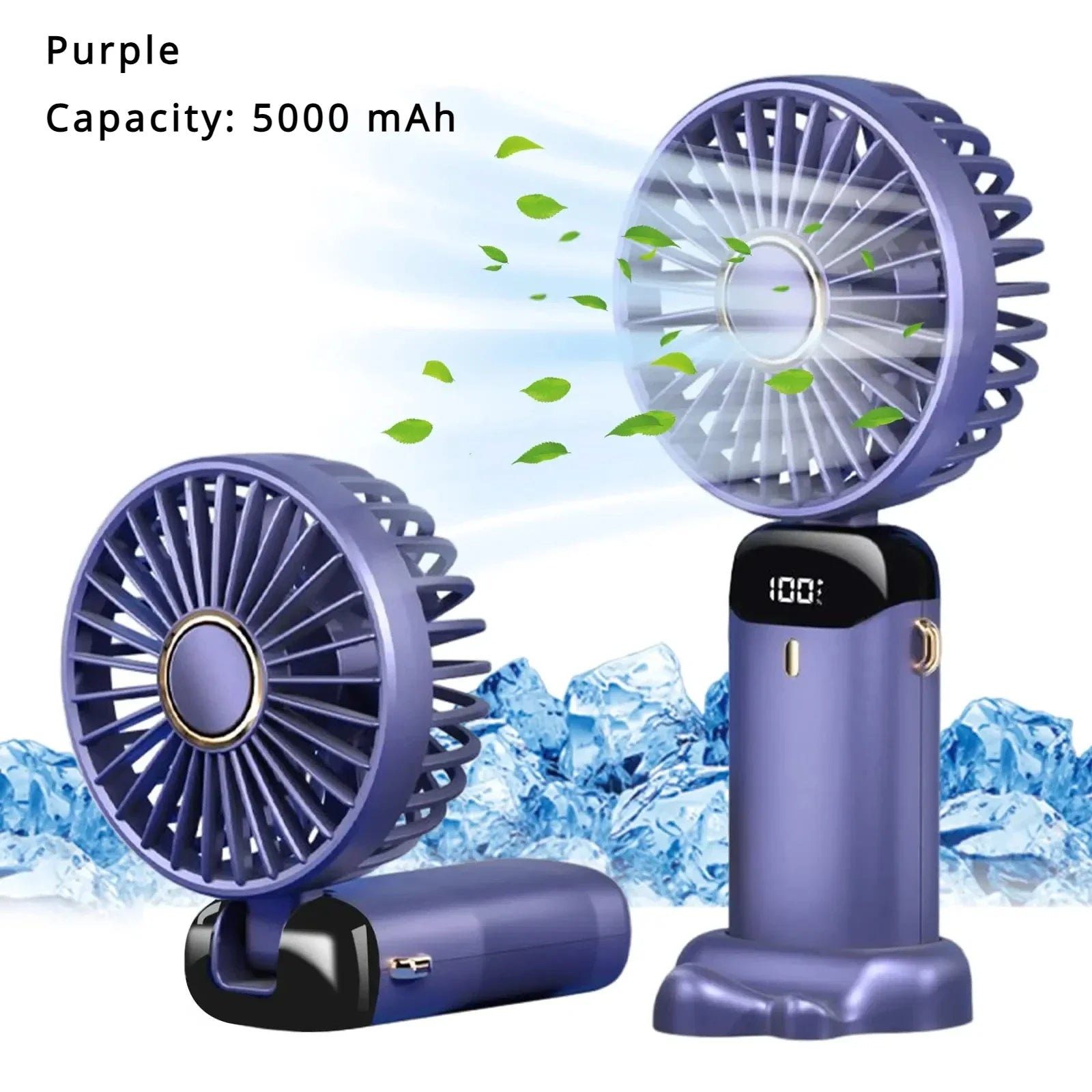 5000mAh Handheld Mini Fan Wireless Portable Digital