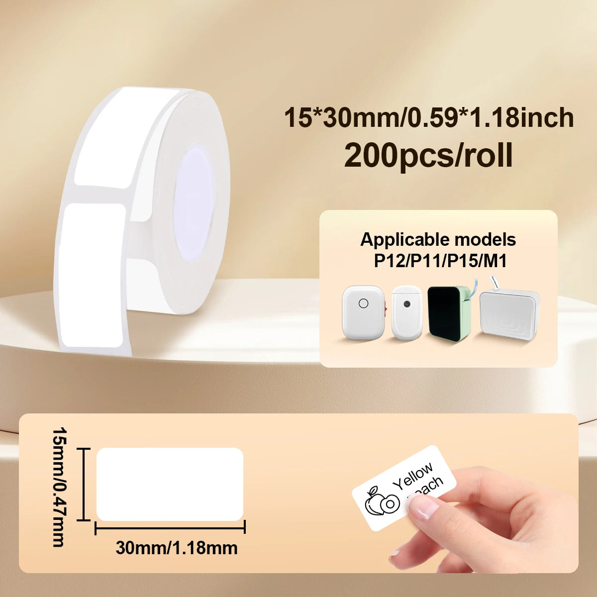 P50 Mini Label Machine Portable Wireless Thermal Label Printer, 12-50mm Width